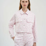 Denim jacket with heart print