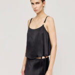 Satin top with monogram