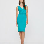 Φόρεμα μίντι κρουαζέ με σούρες