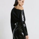 Vinyl-detailed blouse