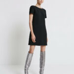 Φόρεμα μίνι με κοντά μανίκια και στρας