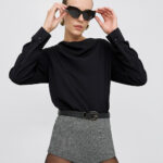 High-waist tweed shorts