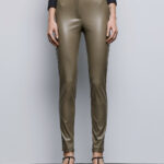 Faux leather effect pants with a zipper