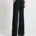 Vinyl-detailed pants