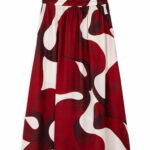 Satin print midi skirt