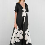 Satin print short sleeve dress