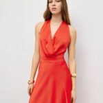 Φόρεμα σατέν με κρουαζέ τοπ