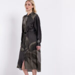 Satin print shirtdress