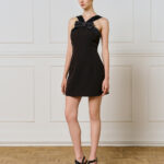 Mini halter dress with a bow