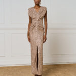 Maxi sequin dress with ruching