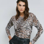 Leopard blouse with ruching