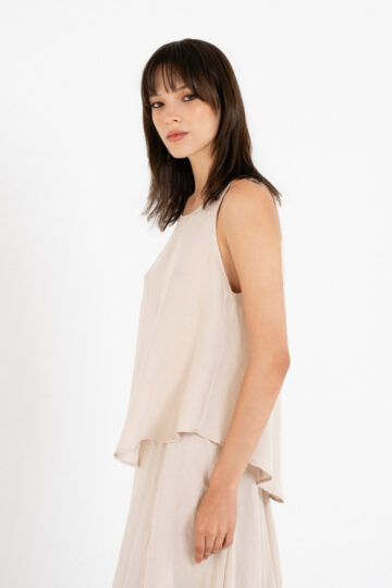 Gauze halter neck top