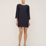 Mini dress with embroidered rhinestones