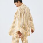 Striped belted blazer