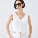 Draped-back vest top