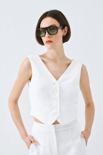 Draped-back vest top