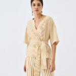 Striped belted blouse