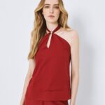 Halter top with metallic detail