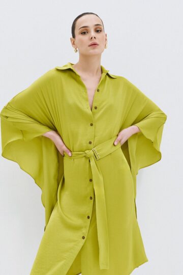 Shirt dress with belt
