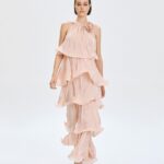 Halter dress with ruffles and a flower