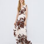 Printed cut-out dress with ruffle detailing
