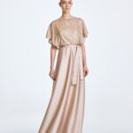 Maxi satin dress with sequins