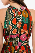 Satin print halter neck dress - Image 4