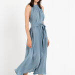 Cupro halter neck dress