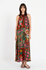Satin print halter neck dress - Image 2