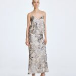 Midi skirt with floral sequin embroidery