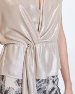 Metallic wrap blouse - Image 4