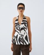 Printed peplum vest top