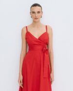 Midi wrap dress with straps - Image 3