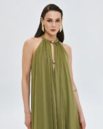 Maxi halter dress with metallic details - Image 5