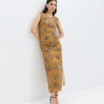 Dress with floral embroidery and bead details