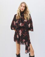 Floral mini dress with ruffles