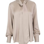 Satin ecovero tie neck shirt