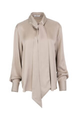 Satin ecovero tie neck shirt