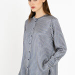 Satin stripes oversized shirt