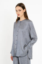 Satin stripes oversized shirt