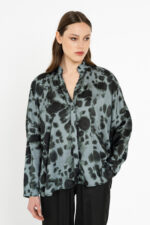 Satin print oversized shirt