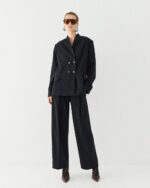 Double-breasted blazer with belt - Image 3