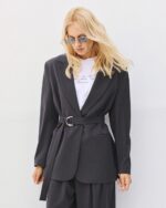 Blazer with pleated back and belt - Image 2