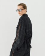 Plaid jacket with waist drawstrings - Image 2
