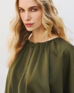 Satin blouse with batwing sleeves - Image 2
