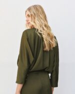 Satin blouse with batwing sleeves - Image 3