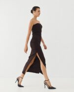 Strapless midi dress with ruching - Image 3