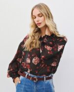 Semi-sheer floral shirt