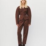 Suede-effect barrel-leg pants