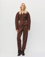 Suede-effect barrel-leg pants